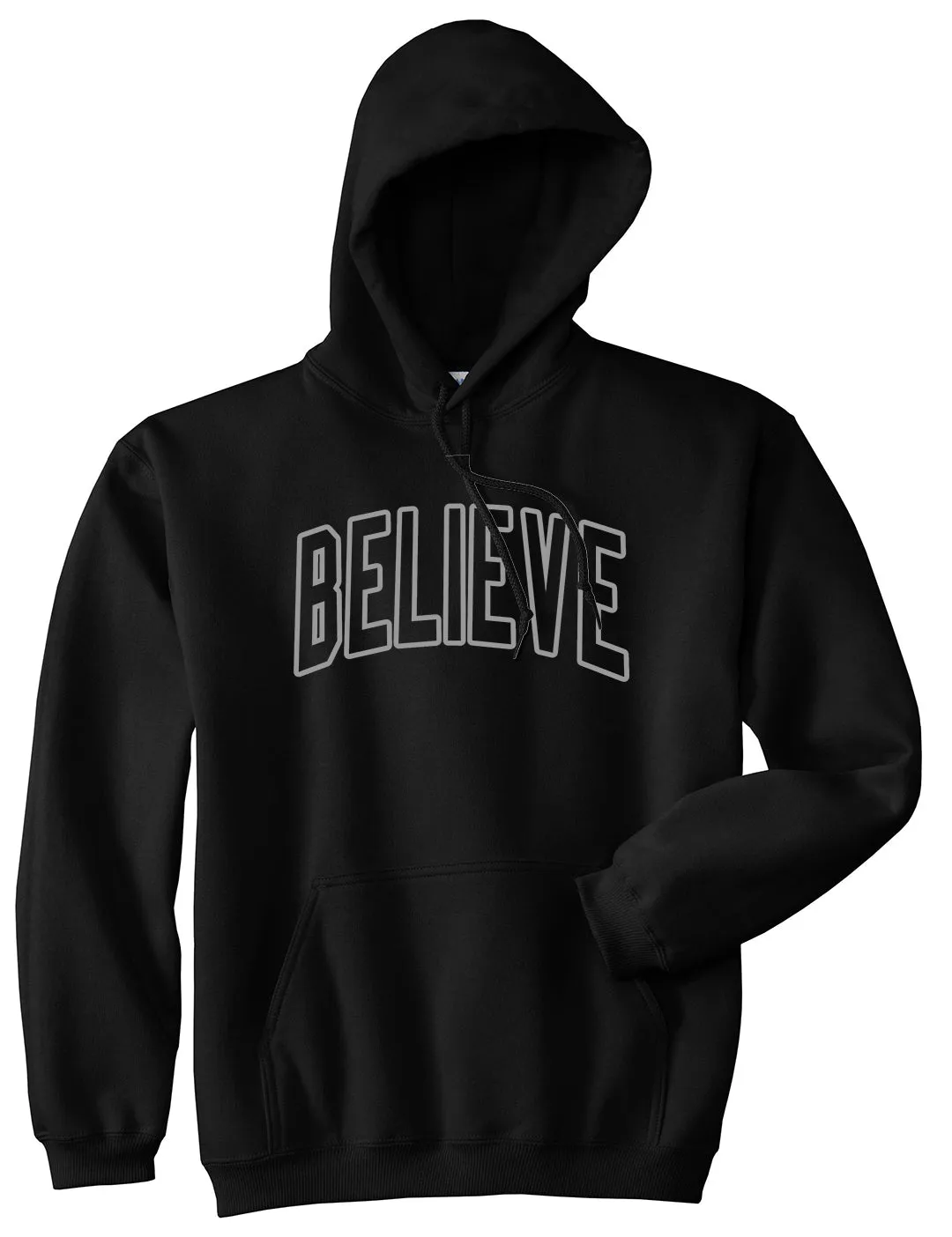 Believe Outline Mens Pullover Hoodie