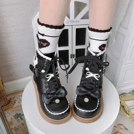 Bowknot Bear Kitty Ear Lace Up Lolita Martin Boots