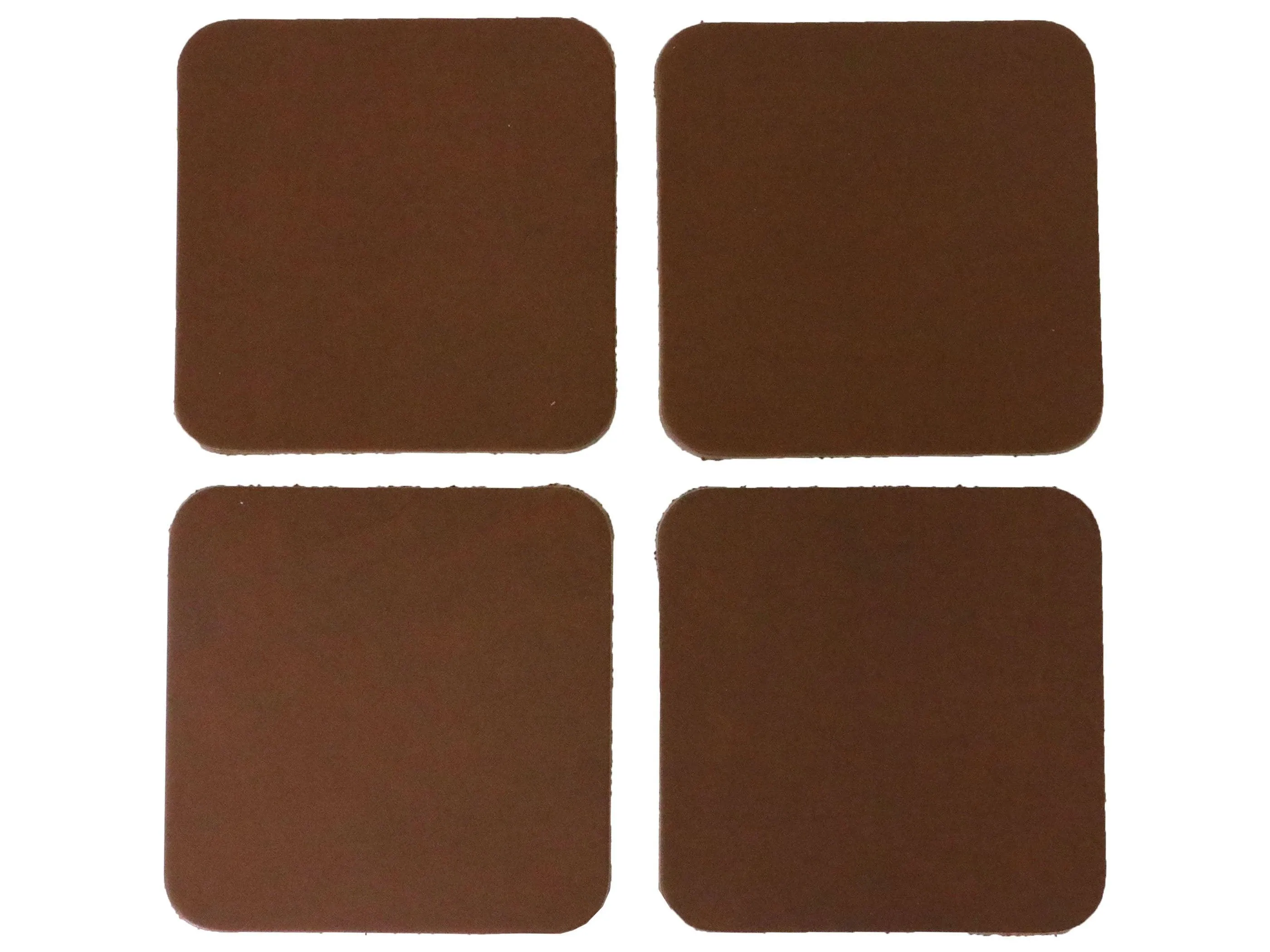 Caramel Brown Vegetable Tanned Leather Coaster Shapes (Square), 4"x4"