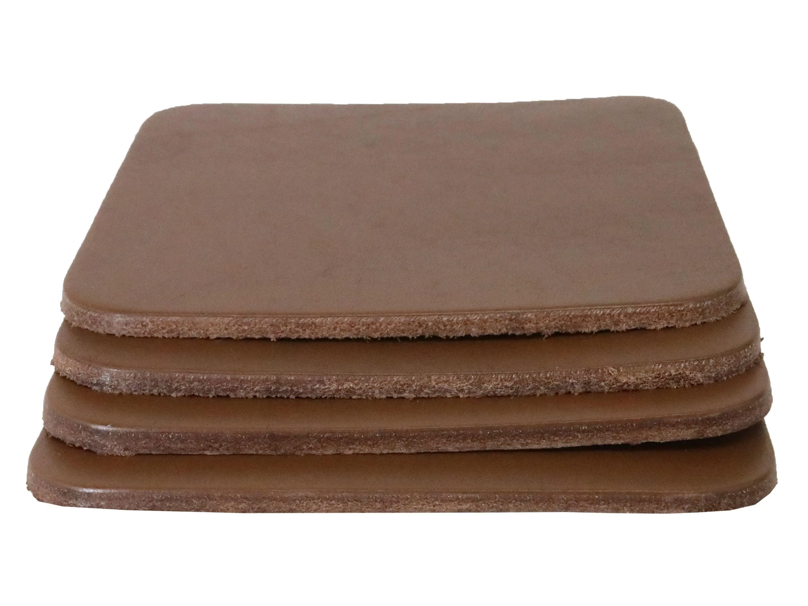 Caramel Brown Vegetable Tanned Leather Coaster Shapes (Square), 4"x4"