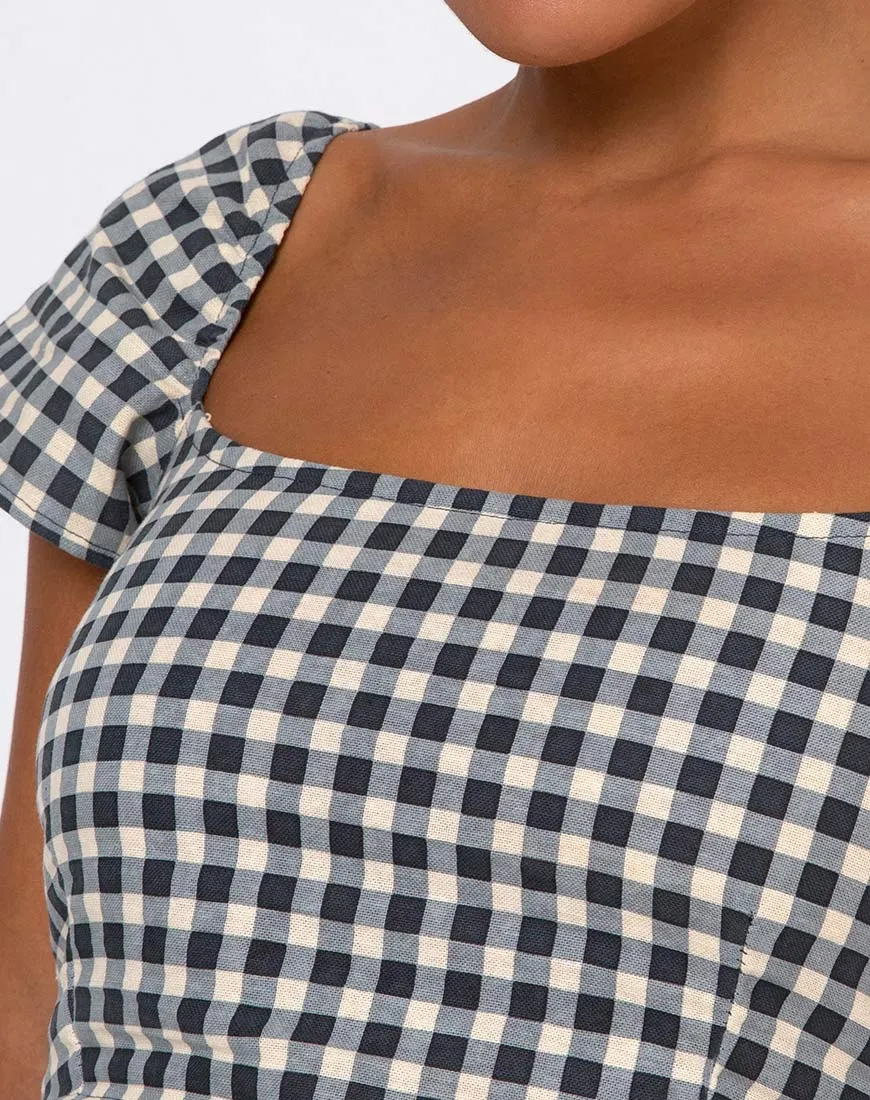 Cindy Crop Top in Gingham Cream