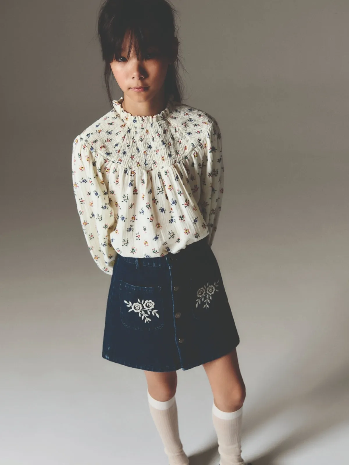 Danubio Denim Embroidered Skirt