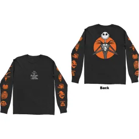 Disney Unisex Long Sleeved T-Shirt: The Nightmare Before Christmas All Characters Orange (Back & Sleeve Print)