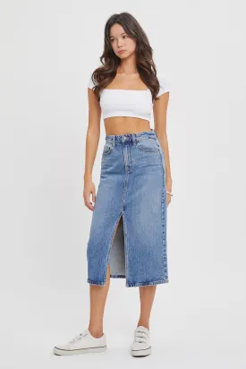 Emmajean High Rise Midi Slit Skirt