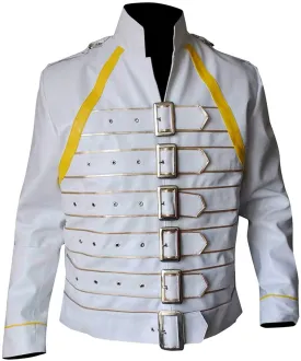 Freddie Mercury Military Concert White Leather Jacket