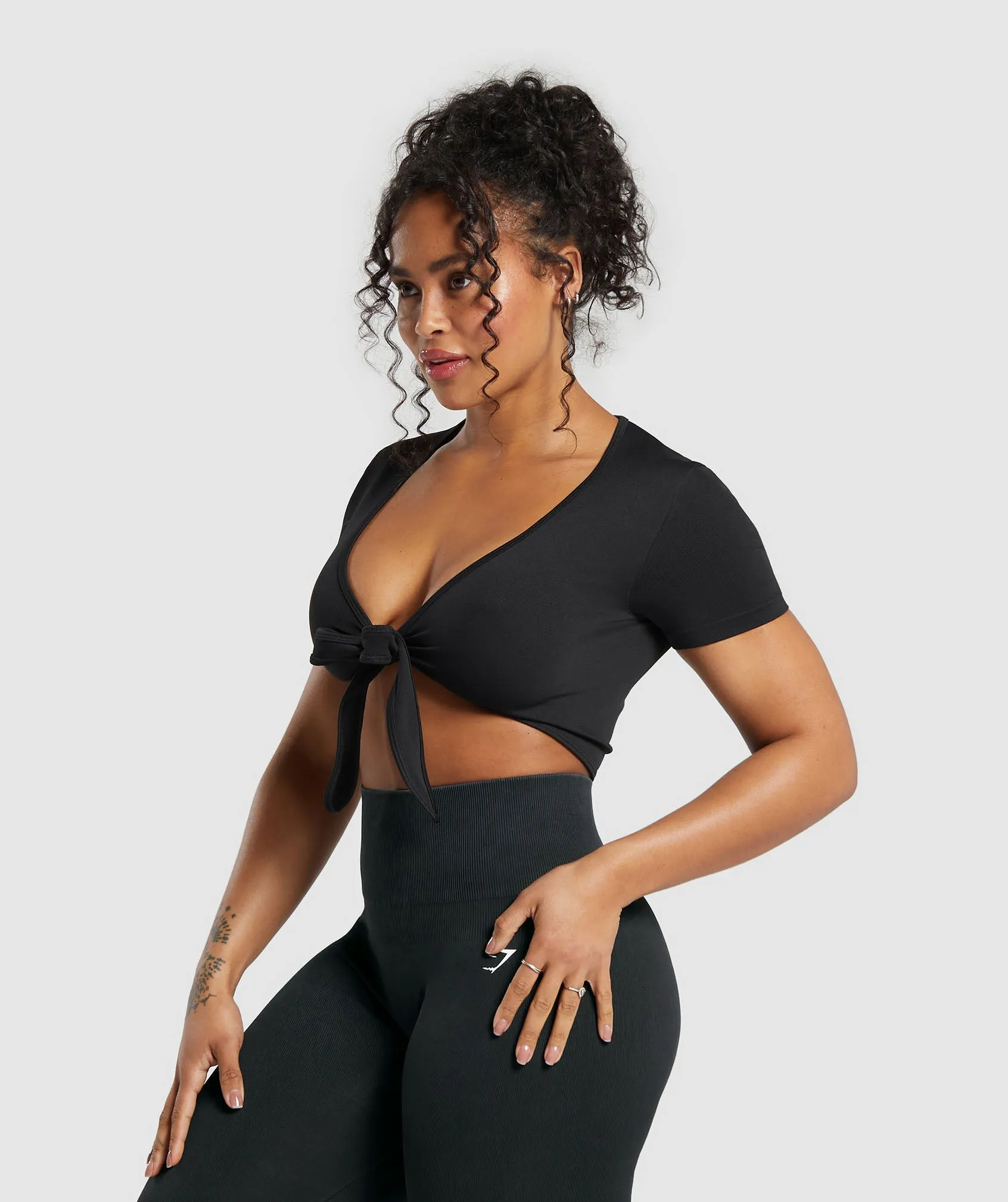 Gymshark Gains Seamless Fitted Crop Top - Black