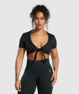 Gymshark Gains Seamless Fitted Crop Top - Black