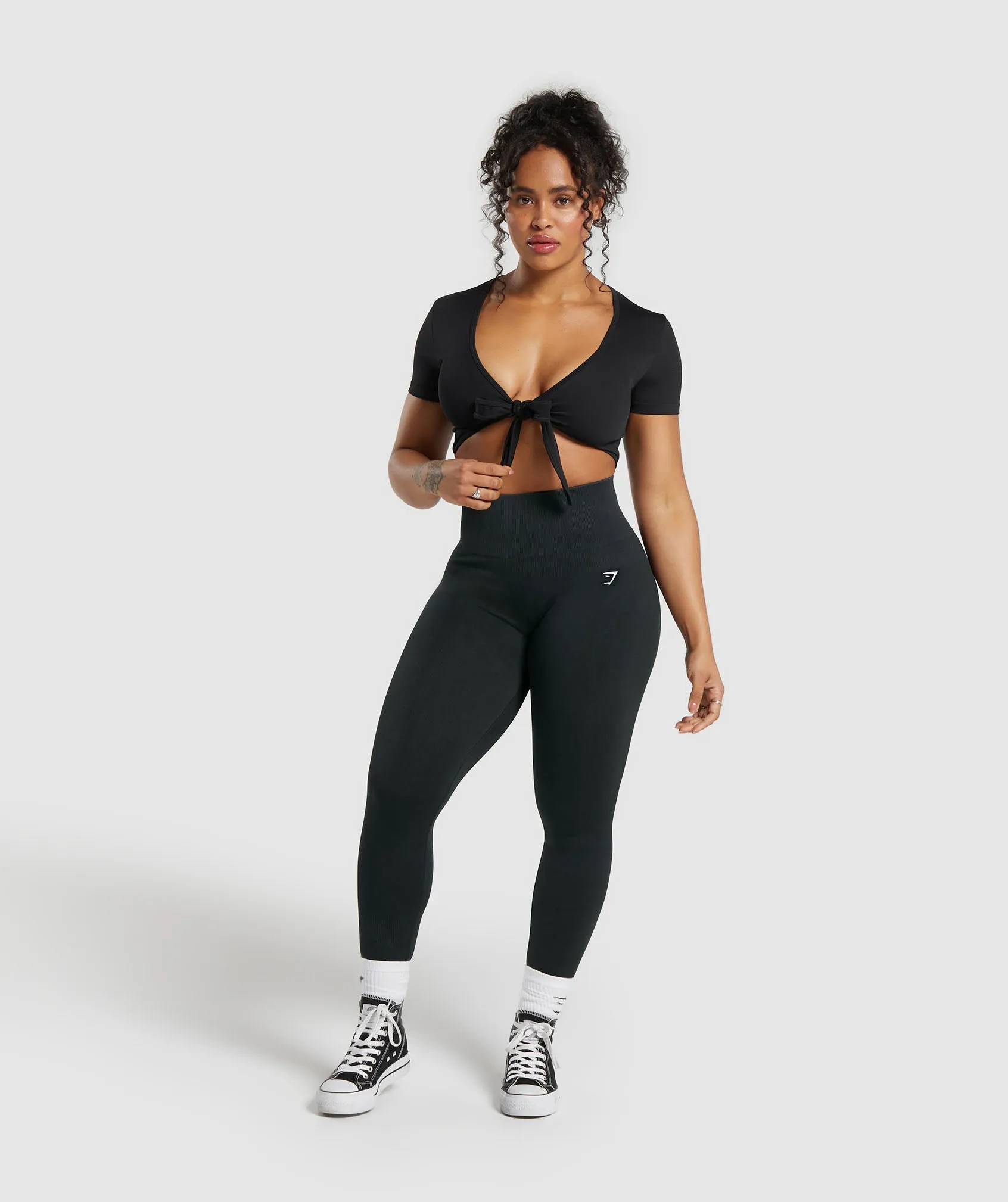 Gymshark Gains Seamless Fitted Crop Top - Black