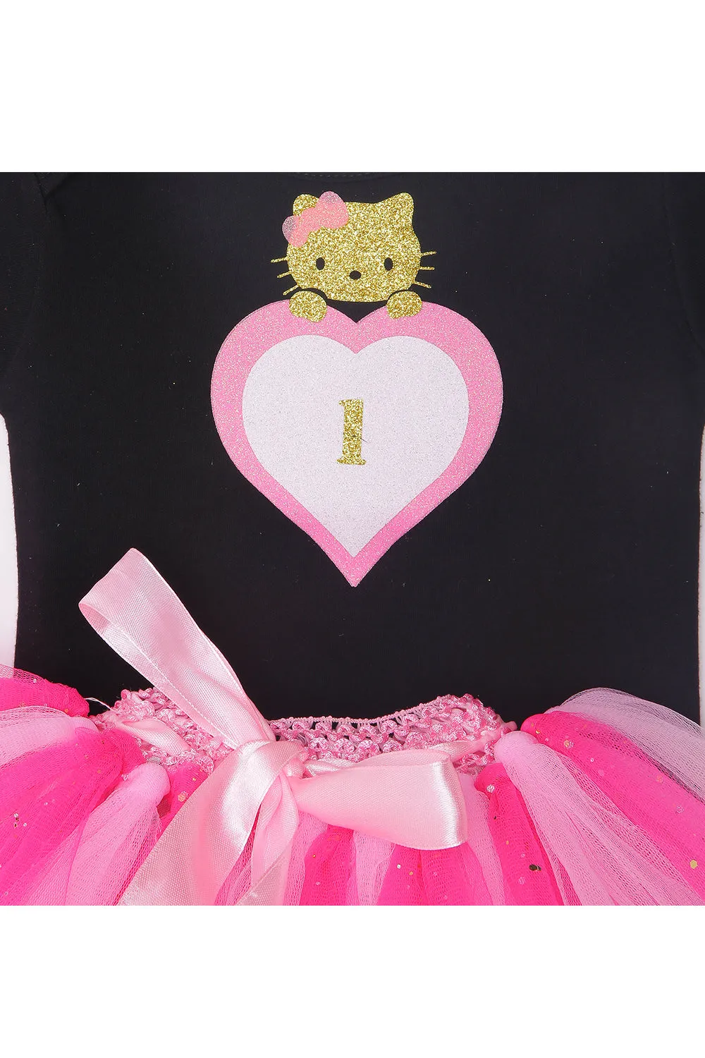 Heart kitty bodysuit with tutu skirt and hairband