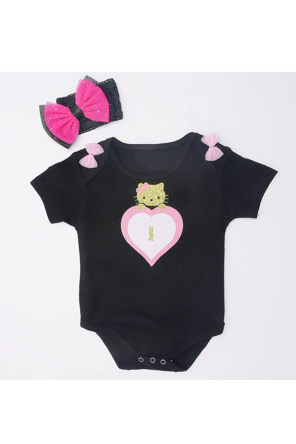 Heart kitty bodysuit with tutu skirt and hairband