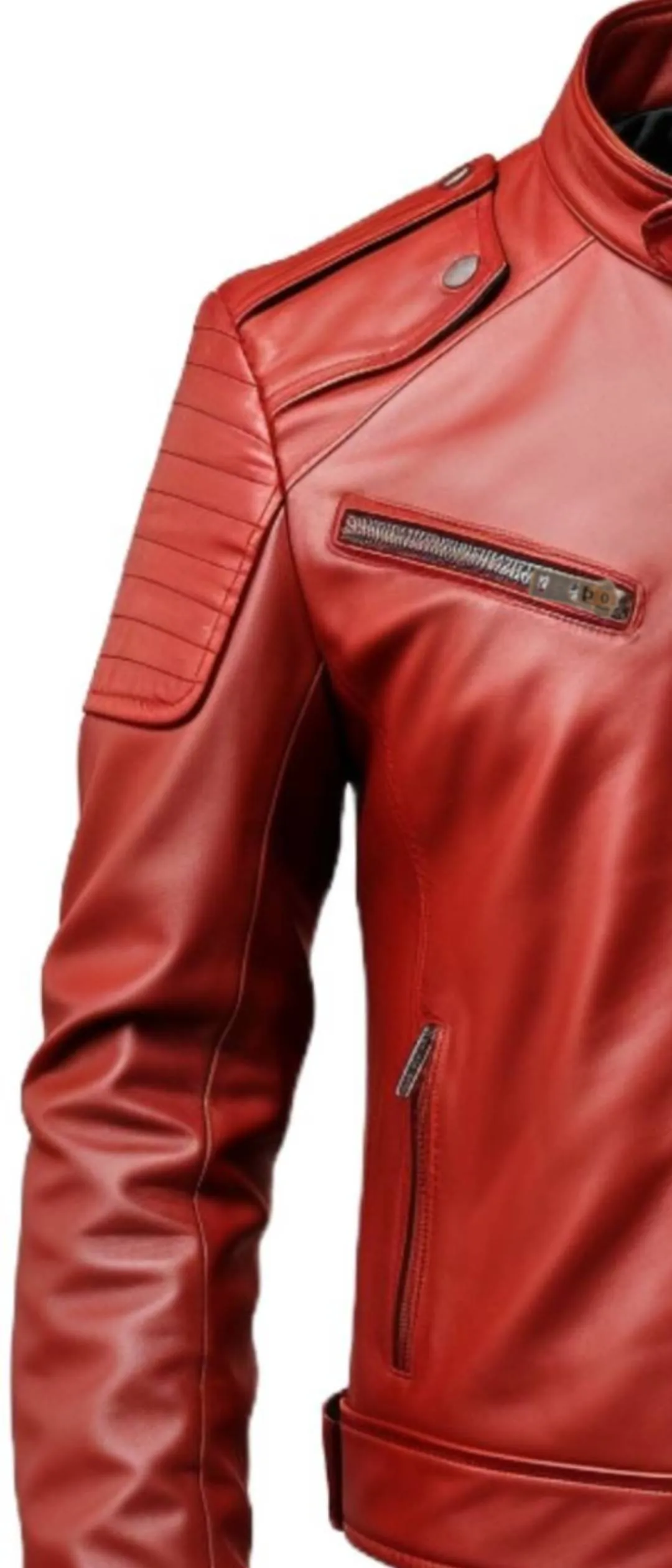 Men Red Leather Jacket - Red Jacket