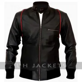 Men's Black Slimfit Biker Hunt Motorcycle Leather Jacket