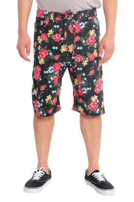 Men's Floral Twill Dropcrotch Shorts