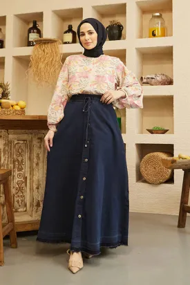 NW Mevlana Denim Skirt Dark Blue