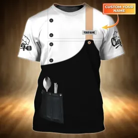 Personalized Blank And White Chef Shirt Cooking Tshirt Master Chef Cook Shirt 3D Chef Clothing Men Women