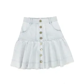 PETITE AMALIE LIGHT BLUE DENIM BUTTON SKIRT