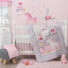 Rainbow Unicorn 4-Piece Crib Bedding Set