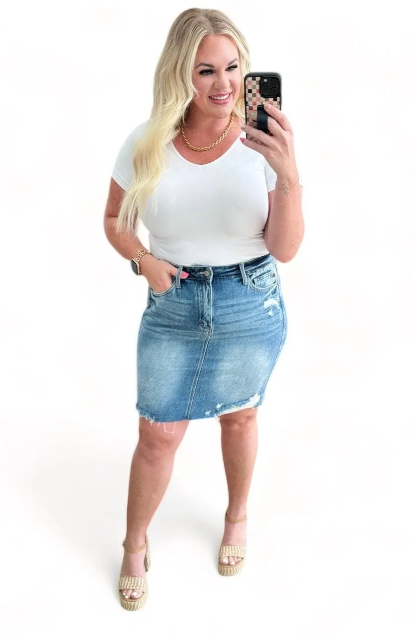 Rigid Magic High Rise Denim Skirt