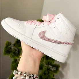 Rose Gold Rhinestones Sneakers Custom Air Jordan 1