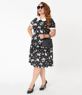 Smak Parlour Plus Size Black Floral Babe Revolution Swing Dress