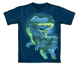 T-Rex Glow in The Dark Navy Adult Tee Shirt (Adult XL