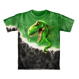 T-Rex Green Tie-Dye Adult Tee Shirt (Adult Large