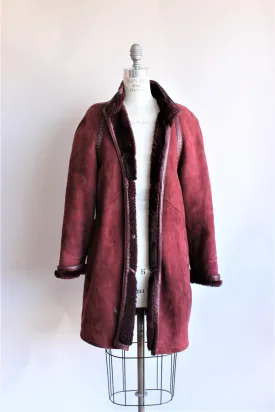 Vintage 1980s Burgundy Suede Coat