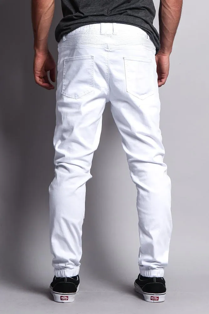 Zipper Knee Biker Twill Jogger Pants