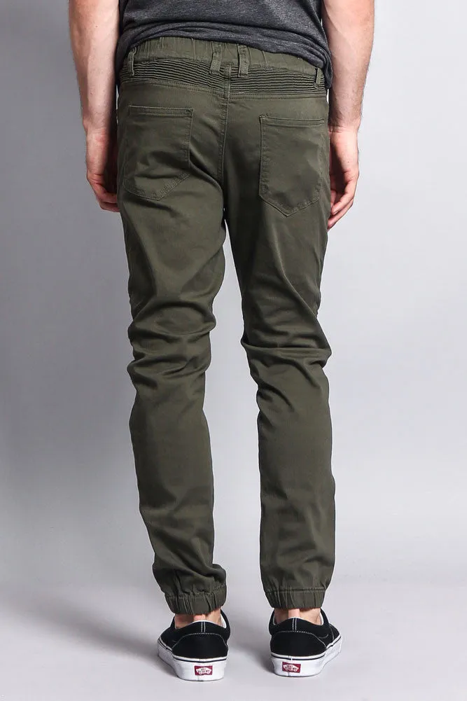 Zipper Knee Biker Twill Jogger Pants