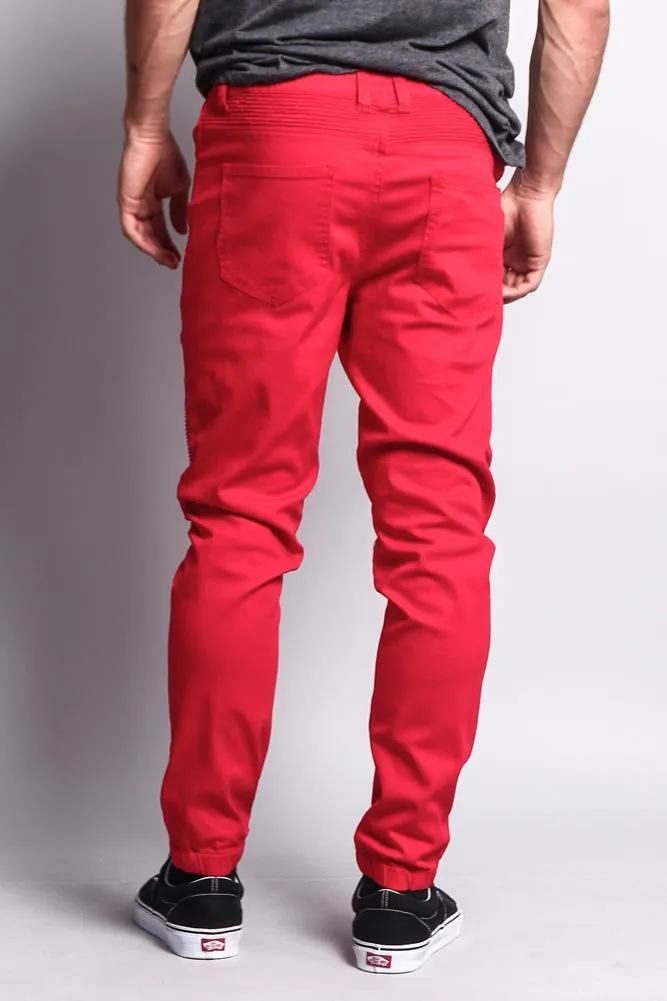 Zipper Knee Biker Twill Jogger Pants