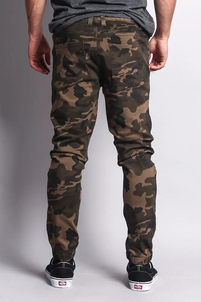 Zipper Knee Biker Twill Jogger Pants